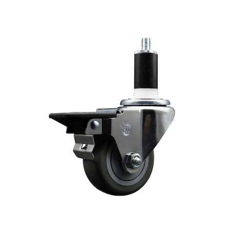 Service Caster 3'' Gray Poly Swivel 1-3/8'' Expanding Stem Caster with Brake SCC-EX20S314-PPUB-PLB-138